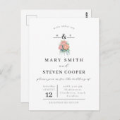 Elegant Floral Monogram Weddenschap Briefkaart (Voorkant / Achterkant)