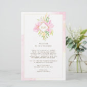 Elegant Floral Monogram Weddenschap Welkomstreisro (Staand voorkant)