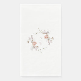 Elegant Floral Monogram Wedding Guest Towel Servet