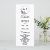 Elegant Floral Monogrammed White Wedding Programme (Staand voorkant)