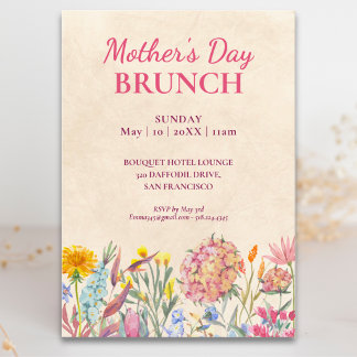 Elegant Floral Mother’s Day Brunch Kaart