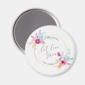 Élégant Floral Mr & Mrs Mariage | Aimant de réfrig (Recto/Verso)