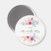 Élégant Floral Mr & Mrs Mariage | Aimant de réfrig (Recto/Verso)