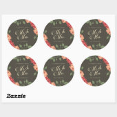 Elegant floral Mr & Mrs mariage | Autocollant (Feuille)