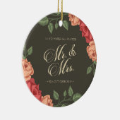 Élégant Floral Mr & Mrs Mariage | Ornement en céra (Droite)