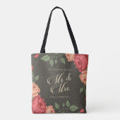 Élégant Floral Mr & Mrs Mariage | Sac fourre-tout (Dos)