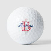 Elegant Floral Name en Monogram Golfballen (Voorkant)