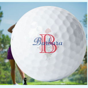 Elegant Floral Name en Monogram Golfballen