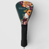 Elegant Floral Name Script Gepersonaliseerd Golfheadcover (Voorkant)