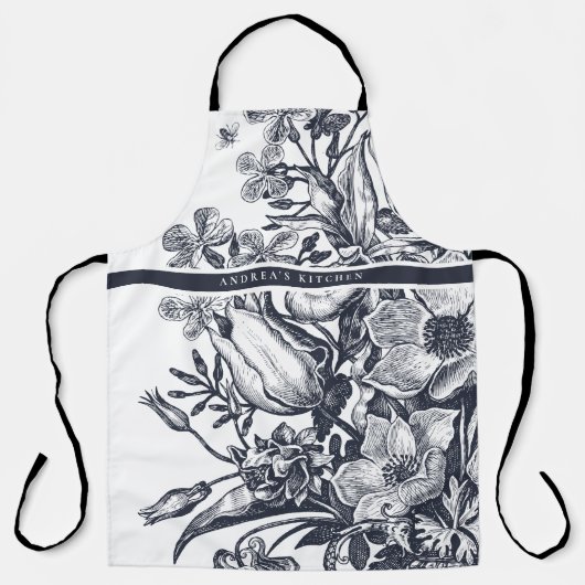  Elegant Floral Navy & white Schort (Voorkant)