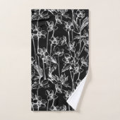 Élégant floral noir et blanc (Serviette à main)