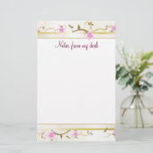 Elegant Floral Note Paper Briefpapier (Staand voorkant)