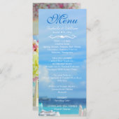 Elégant Floral Ocean Beach Menu Mariage d'été (Devant / Derrière)