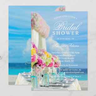Elegant Floral Ocean Beach Summer Vrijgezellenfees Kaart
