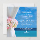 Elegant Floral Ocean Beach Summer Wedding Kaart (Voorkant)