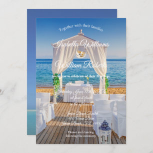Elegant Floral Ocean Beach Summer Wedding Kaart