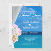 Elegant Floral Ocean Beach Summer Wedding Kaart (Voorkant)