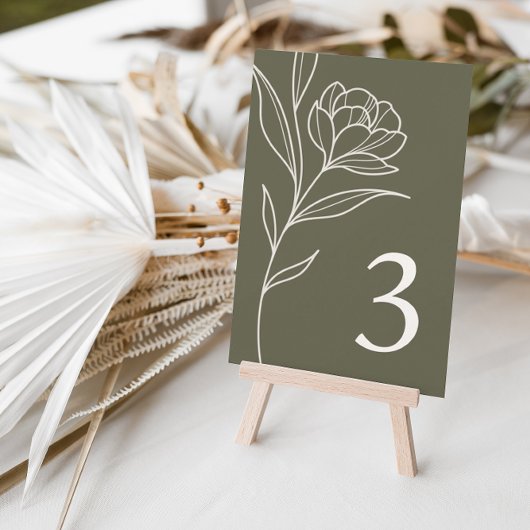 Elegant Floral Olive Trouwtafel Aantal Kaarten