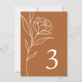 Elégant Floral Orange Mariage Numéro de table Cart (Devant)