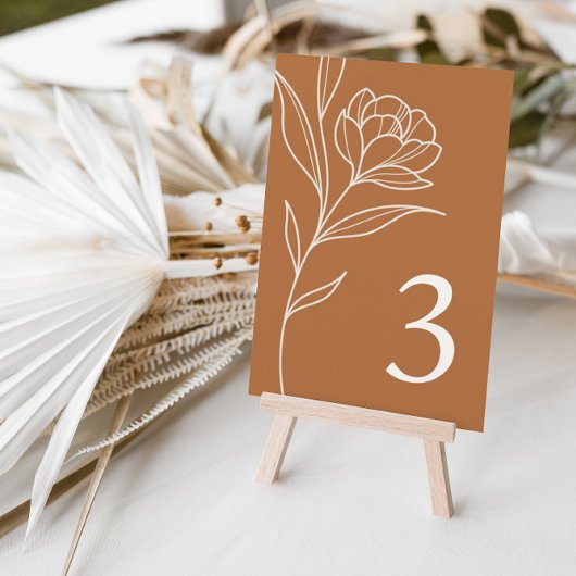 Elégant Floral Orange Mariage Numéro de table Cart