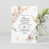 Elegant Floral Orchids en Pampas Beauty Lijst Kaart (Staand voorkant)