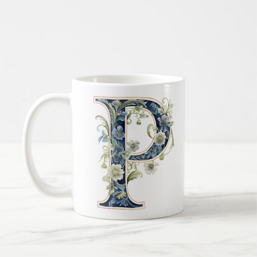 Elegant Floral P Monogram Mug (Gauche)