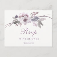 Elegant Floral Paars Winter Quinceanera RSVP