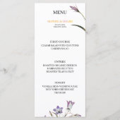 Elegant Floral Paarse bruiloft menu (Voorkant)
