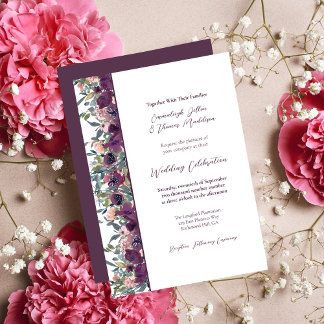Elegant Floral | Paarse Garland Weddenschap Kaart