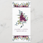 Elegant Floral | Paarse Garland Weddenschap Menu (Achterkant)