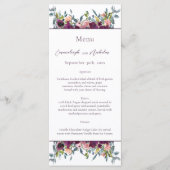 Elegant Floral | Paarse Garland Weddenschap Menu (Voorkant)