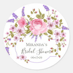 Elegant Floral Paarse Waterverf Vrijgezellenfeest  Ronde Sticker