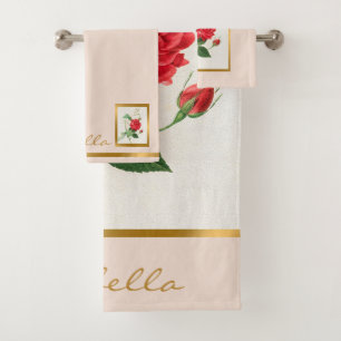 Elegant  Floral past kleur en tekst aan Bad Handdoek