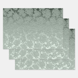 Elegant Floral Pastel Sage Green Pattern Inpakpapier Vel