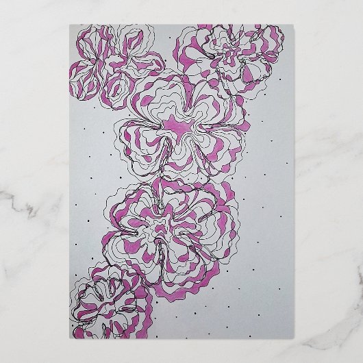 Elegant floral pattern folie uitnodiging (Voorkant)