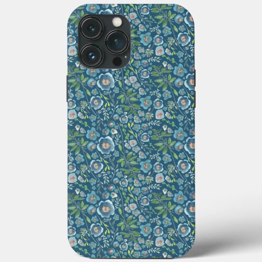 Elegant Floral Pattern Green Blue Case-Mate iPhone Case (Achterkant)