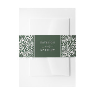 Elegant  Floral Pattern   Groen huwelijk Uitnodigingen Wikkel