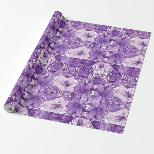 Elegant floral pattern in purple tones cadeaupapier (Uitgerold)