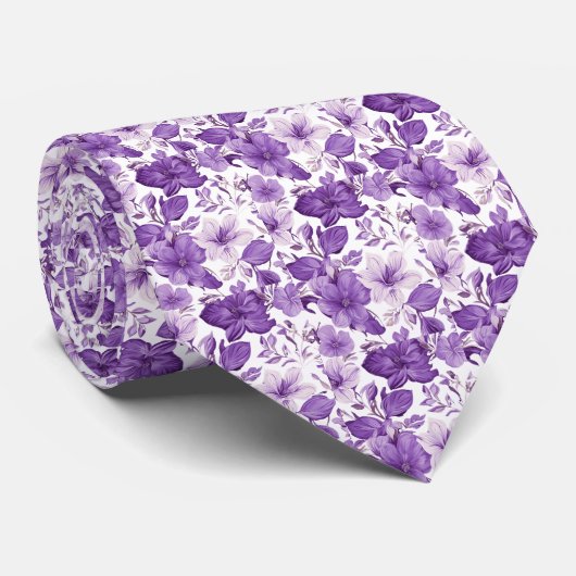 Elegant floral pattern in purple tones stropdas (Opgerold)