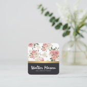 Elegant Floral Pattern Leather Gold Trim Vierkante Visitekaartje (Staand voorkant)