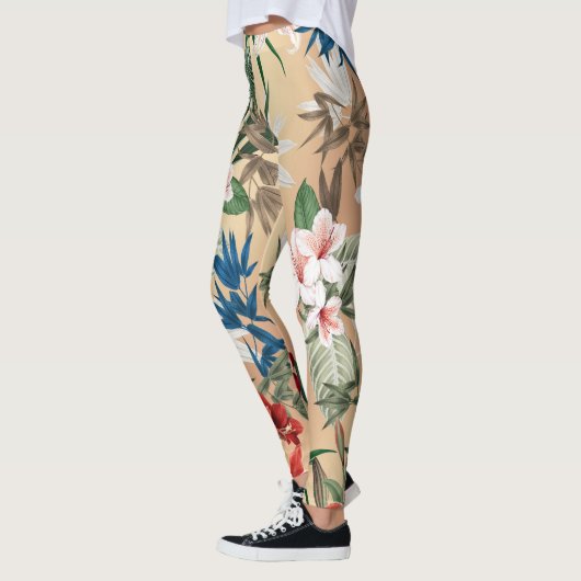 Elegant Floral Pattern Leggings (Gauche)