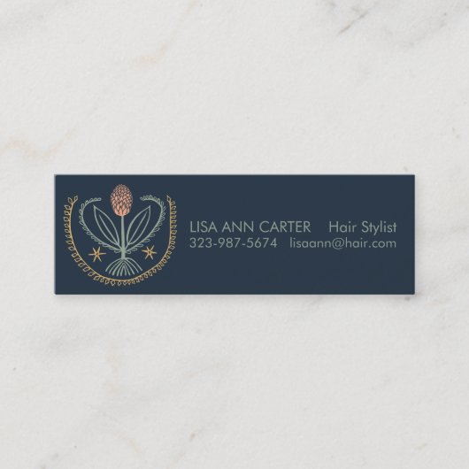 Elegant Floral Pattern Lucile Tegel Deep Blue Mini Visitekaartje (Voorkant)