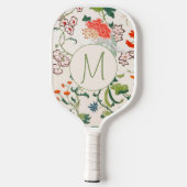 Elegant Floral Pattern Monogram Pickleball Paddle (Achterkant)