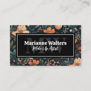 Elegant Floral Pattern   Monogram Visitekaartje