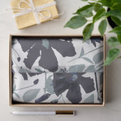 Elegant Floral Pattern Navy Grey Waterverf Tissuepapier (Geschenk)