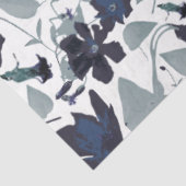 Elegant Floral Pattern Navy Grey Waterverf Tissuepapier (Detail)
