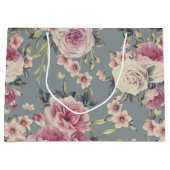 Elegant Floral Pattern of Pink Roses & Flowers Groot Cadeauzakje (Voorkant)