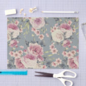 Elegant Floral Pattern of Pink Roses & Flowers Tissuepapier (Craft)
