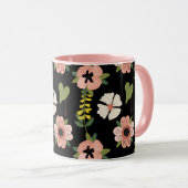 Elegant Floral Pattern on Black | Chic Botanical  Mok (Voorkant rechts)