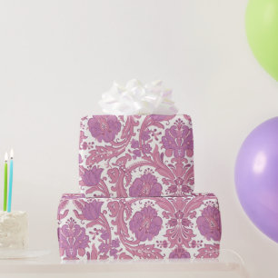  Elegant Floral Pattern Paarse Roze Bloemen Cadeaupapier